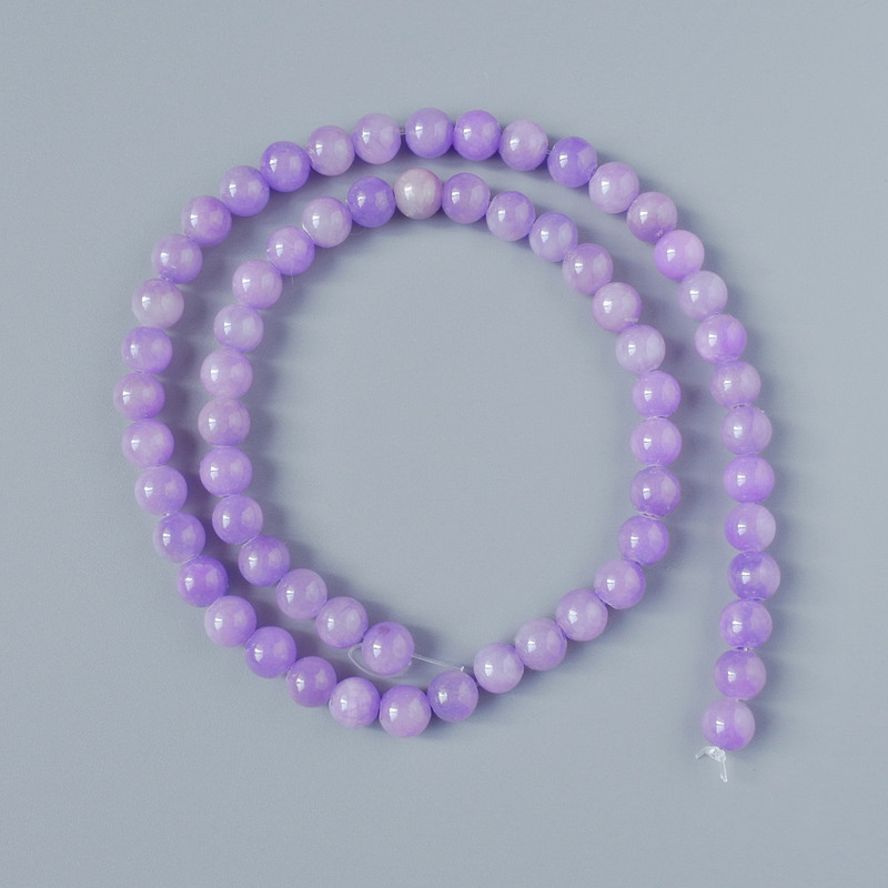 Amethyst Beads (Acrylic Imitation), Smooth Round, Diameter 6.5mm+/-, Length 39cm+/- on Fishing Line