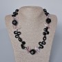 Black Agate & Czech Crystal Necklace, length 49-51cm+