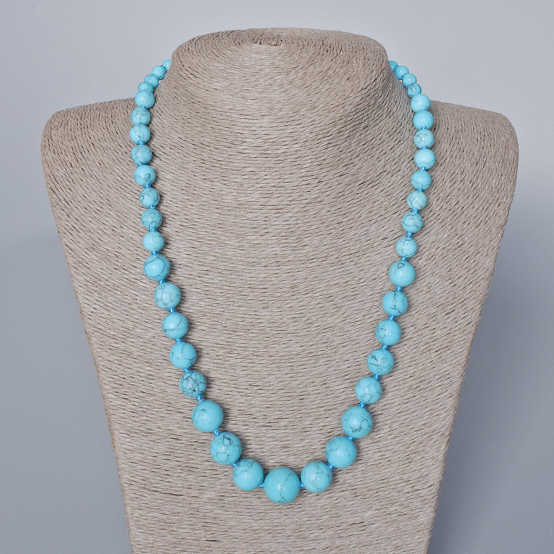 Necklace Turquoise (pressed) smooth graduated bead, diameter 6 to 14mm+-, length 52x54cm+