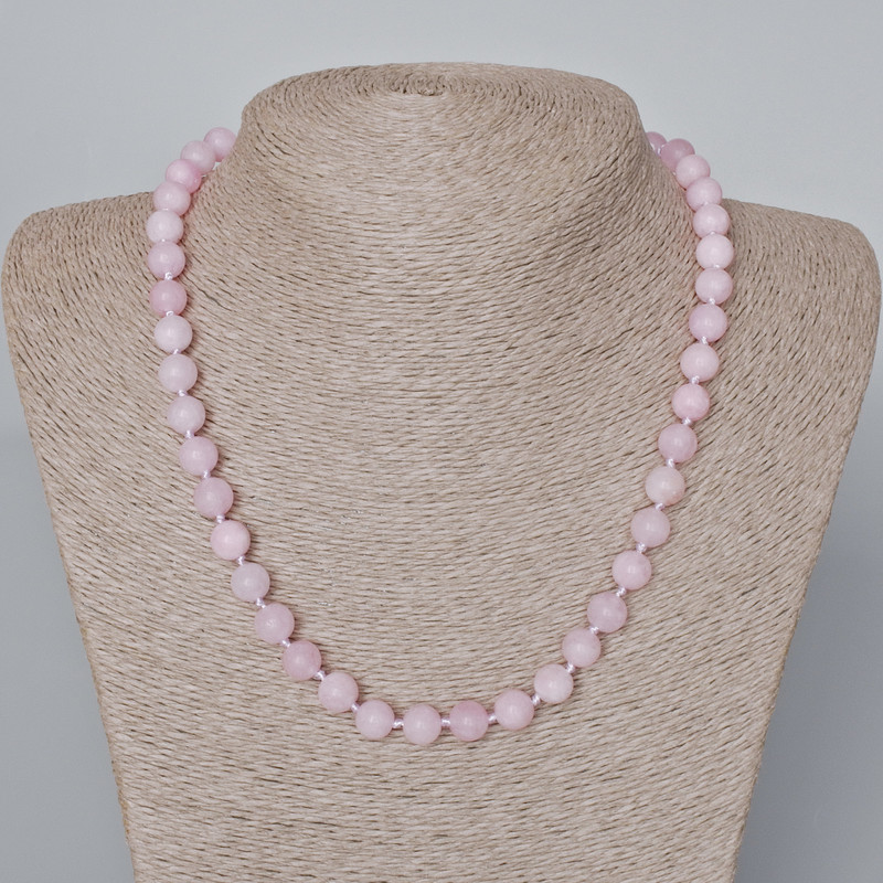 Necklace Kunzite (artificial) faceted bead, diameter 8mm+-, length 45x48cm+