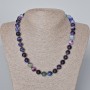 Necklace Purple Agate natural stone smooth bead, diameter 10mm+-, length 45-47cm+