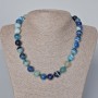 Necklace Blue Agate natural stone smooth bead, diameter 12.5mm+-, length 46x48cm+