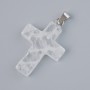 Pendant "Cross" Rock Crystal natural stone, diameter 25x18mm+-, length 34mm+