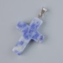 Pendant "Cross" Sodalite natural stone, diameter 25x18mm+-, length 34mm+