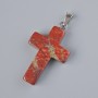 Pendant "Cross" Red Jasper natural stone, diameter 25x18mm+-, length 34mm+