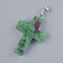 Zoisite "Cross" Pendant, natural stone, diameter 25x18mm +/-, length 34mm+