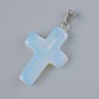 Pendant "Cross" Moonstone (Synthetic), diameter 25x18mm+/-, length 34mm+