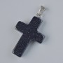 Pendant "Cross" Aventurine Cairo Night (Synthetic) Stone, diameter 25x18mm+/-, length 34mm+