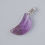 Clearance! Pendant "Moon" Amethyst Natural Stone, diameter 18x10mm+/-, length 26mm+