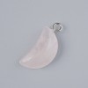 Pendant "Moon" Rose Quartz Natural Stone, diameter 17x10mm+/-, length 25mm+