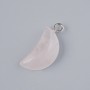 Pendant "Moon" Rose Quartz Natural Stone, diameter 17x10mm+/-, length 25mm+
