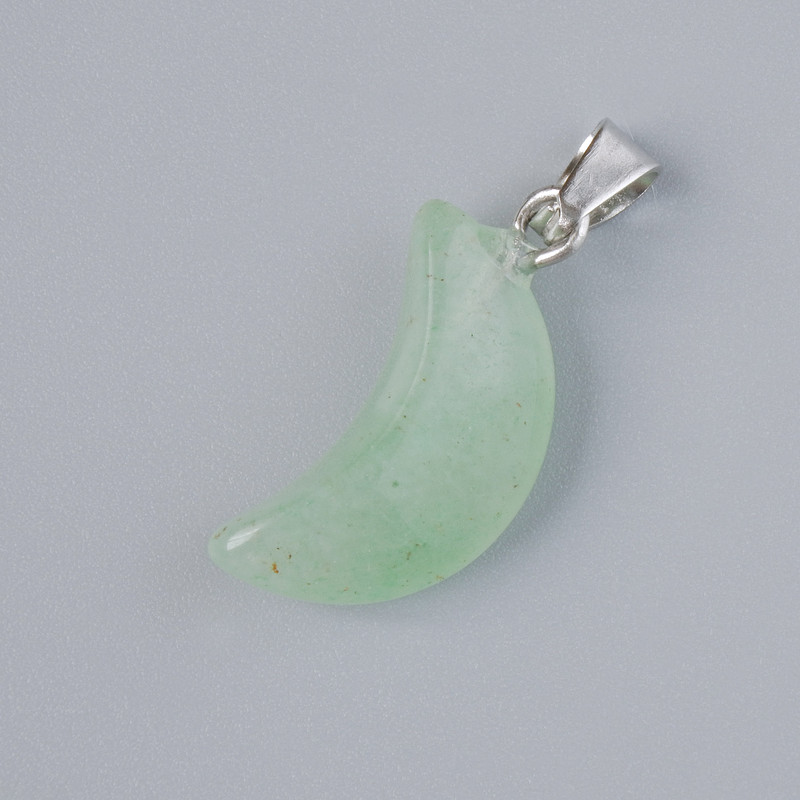 Pendant "Moon" Jade Natural Stone, diameter 17x10mm+/-, length 25mm+