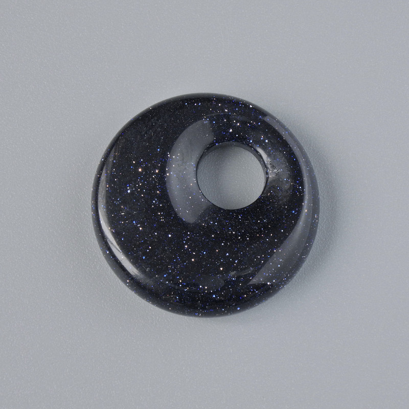 Donut Pendant Aventurine Cairo Night (Synthetic) Stone, diameter 18x5mm+/-, hole diameter 5mm+