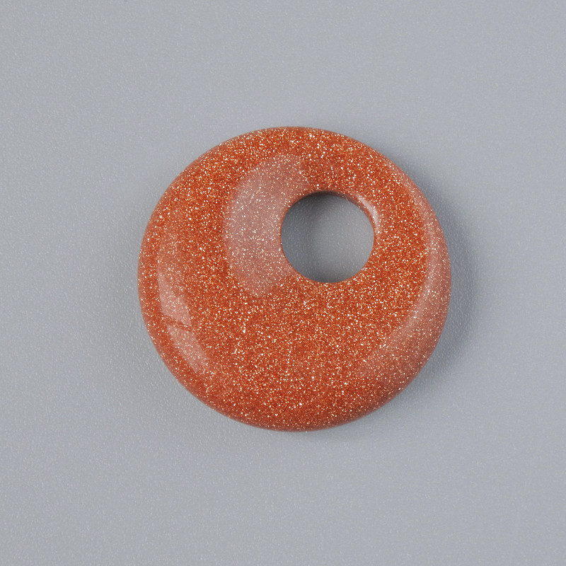 Donut Pendant Aventurine Golden Sand (Synthetic) Stone, diameter 18x5mm+/-, hole diameter 5mm+