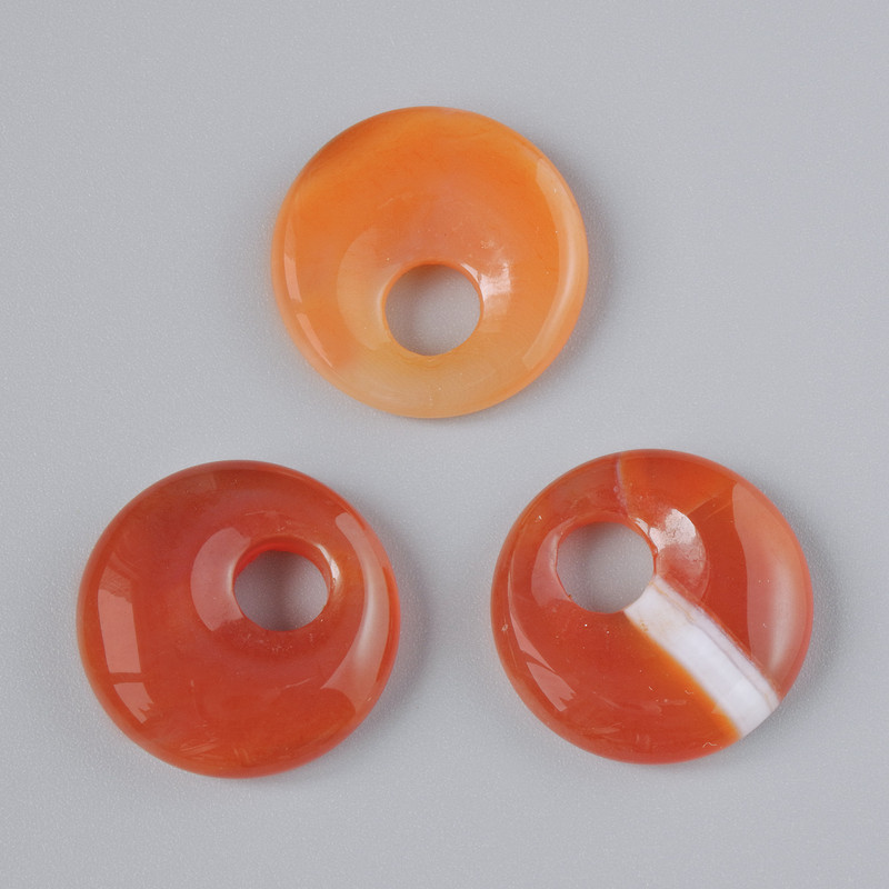 Donut Pendant Carnelian Natural Stone, diameter 18x5mm+/-, hole diameter 5mm+