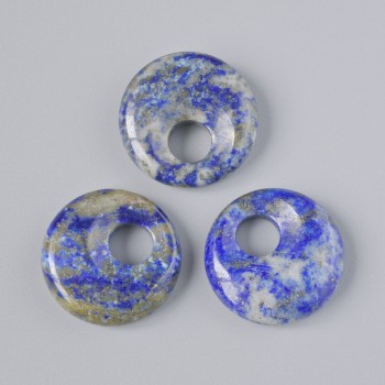 Donut pendant (bagel) Natural Lapis Lazuli stone, 18×5mm ±, hole diameter 5mm ±