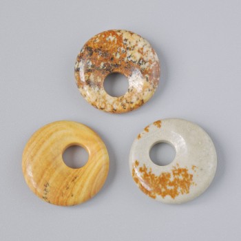 Donut Pendant (Bagel) Landscape Jasper Natural Stone, 18x5mm±, 5mm± hole diameter