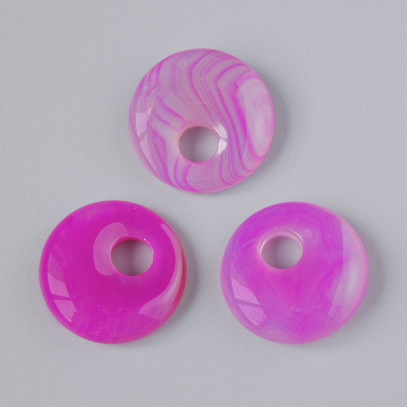 Donut pendant (bagel) Malachite red natural stone, diameter 18x5mm+-, hole diameter 5mm+-
