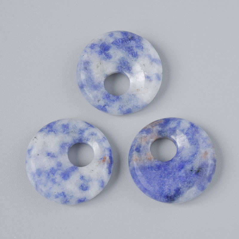 Donut-shaped pendant (bagel) Natural sodalite bead, diameter 18×5mm±, hole diameter 5mm±