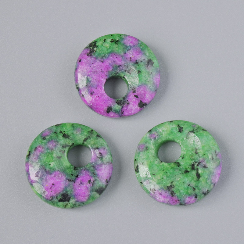 Donut Pendant (Bagel) Zoisite Natural Stone, 18x5mm diameter, hole 5mm