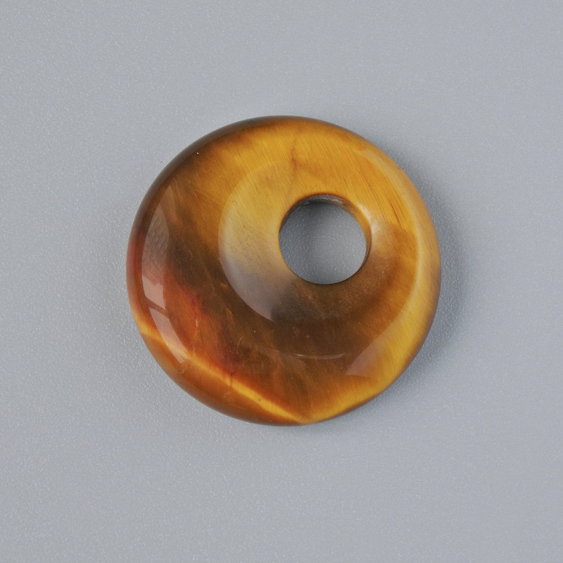 Donut Pendant (Bagel) Tiger's Eye Natural Stone, 18x5mm ±, hole 5mm ±