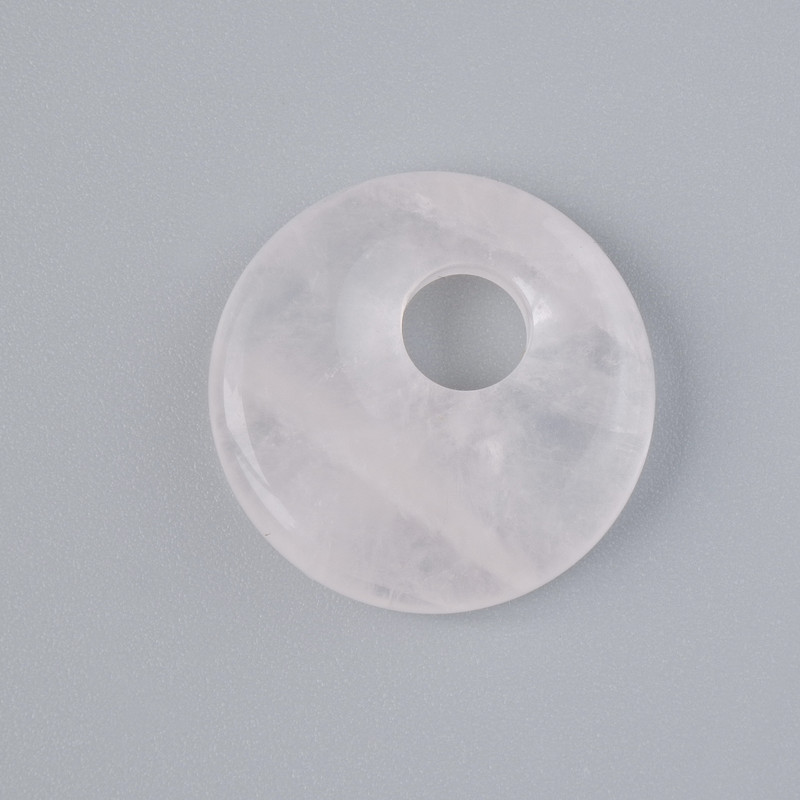 Donut Pendant Pink Quartz natural stone, 18×5mm±, hole 5mm±