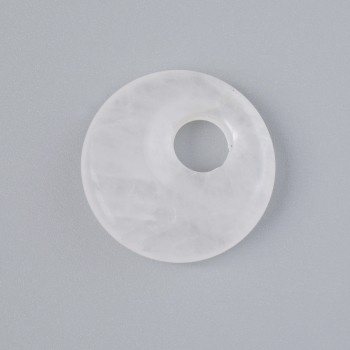 Donut Pendant (Bagel) Natural Mountain Crystal Stone, diameter 18×5mm±, hole diameter 5mm±