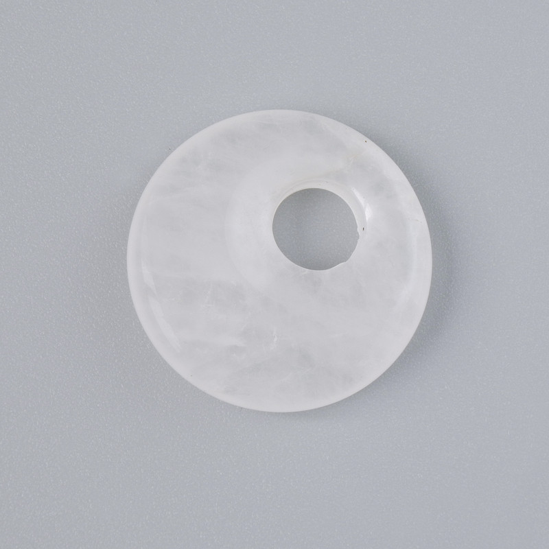 Donut Pendant (Bagel) Natural Mountain Crystal Stone, diameter 18×5mm±, hole diameter 5mm±