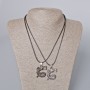 Matching Pendants "Dragon" black enamel and silver metal 33x26mm +/-, length 45-50cm+