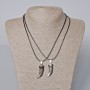Matching Pendants "Fang" black enamel and silver metal 35x12mm +/-, length 45-50cm+