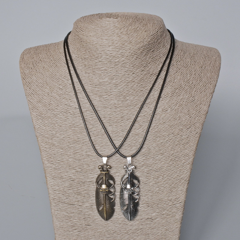 Matching Pendants "Skull" bronze and silver metal 55x19mm +/-, length 45-50cm+