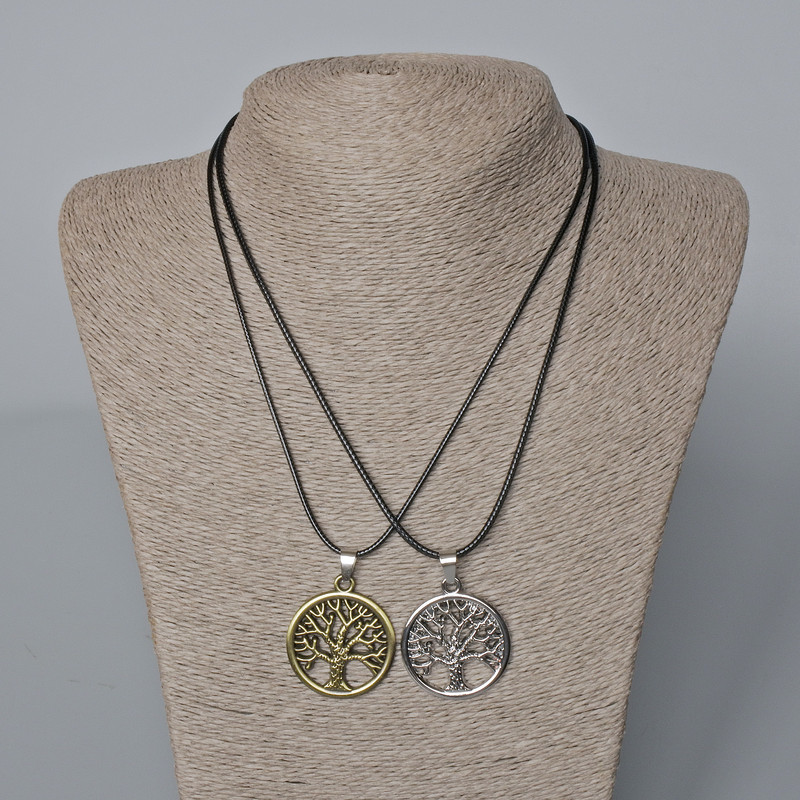 Matching Pendants "Tree" bronze and silver metal 35x31mm +/-, length 45-50cm+
