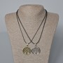 Matching Pendants "Tree" bronze and silver metal 35x31mm +/-, length 45-50cm+