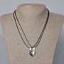 Matching "Heart" Magnetic Pendants, black and grey matte enamel 20.5x17.5mm +/-, length 45-50cm+