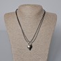 Matching "Heart" Magnetic Pendants, black enamel, silver-tone metal 22x17.5mm +/-, length 45-50cm+