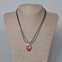 Matching "Heart" Magnetic Pendants, red enamel, silver-tone metal 22x17.5mm +/-, length 45-50cm+