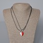 Matching "Heart" Magnetic Pendants, white and red enamel 22x17.5mm +/-, length 45-50cm+