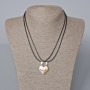 Matching "Heart" Magnetic Pendants, white, red and gold enamel 24x22mm +/-, length 45-50cm+