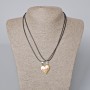 Matching "Heart" Magnetic Pendants, red and gold enamel 24x22mm +/-, length 45-50cm+