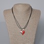 Matching "Heart" Magnetic Pendants, Red and Black Enamel, Silver-tone Metal 24x22mm +/-, 45-50cm+ Chain