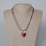 Matching "Heart" Magnetic Pendants, Red and Black Enamel 24x22mm +/-, 45-50cm+ Chain