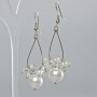 Earrings Czech Crystal and White Bead, diameter 11.5mm+/-, length 59mm+