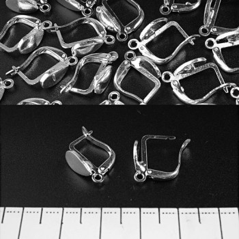 Earring findings with English lock "tongue" 50 pairs 14x10mm + - silver metal
