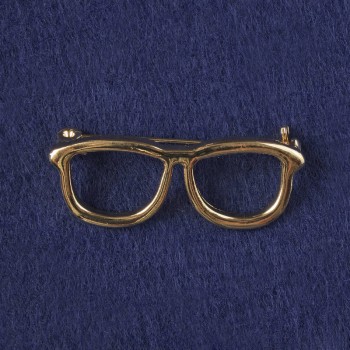 Glasses Brooch, Gold-Tone Metal 16x40mm+