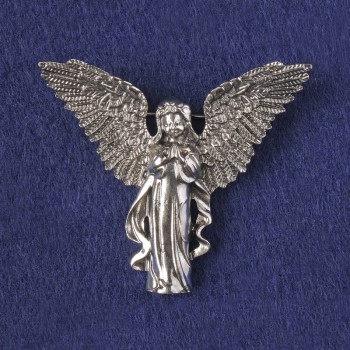 Angel Brooch-Pendant, Silver-Tone Metal 43x50mm+