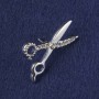 Brooch Scissors White Rhinestones, Silver-Tone Metal 31x21mm+