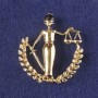Brooch-Pendant Lady Justice Themis, Gold-Tone Metal 44x39mm+