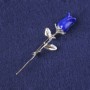 Brooch Rose Blue with Glitter Plastic, Silver-Tone Metal 65x19mm+