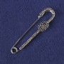 Brooch Pin Black Rhinestones, Silver-Tone Metal 71x16mm+