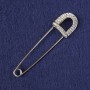 Brooch Pin White Rhinestones, Silver-Tone Metal 80x20mm+